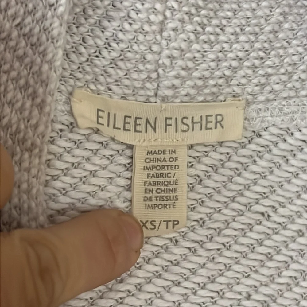 Eileen Fisher 100%‎ Organic Cotton Knit Open Cardigan Light Gray, Sz XS TP